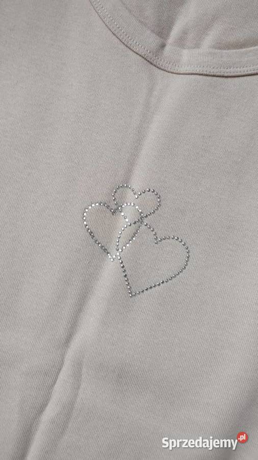 Beżowa koszulka tshirt z ozdobną aplikacją Rozmiar 36(S)