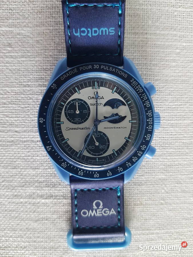 Zegarek nareczny Omega mission to the moon blue sprzedam