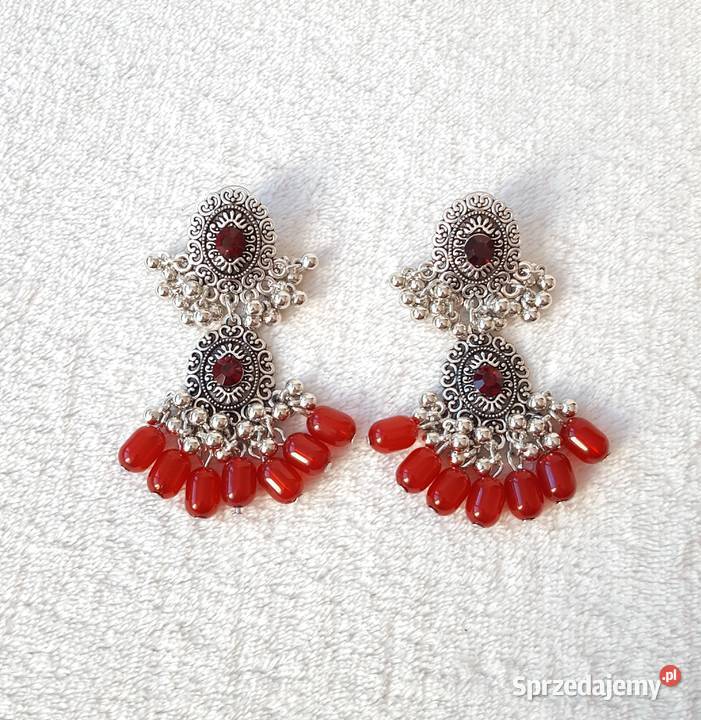 Długie kolczyki orientalne retro srebrny kolor