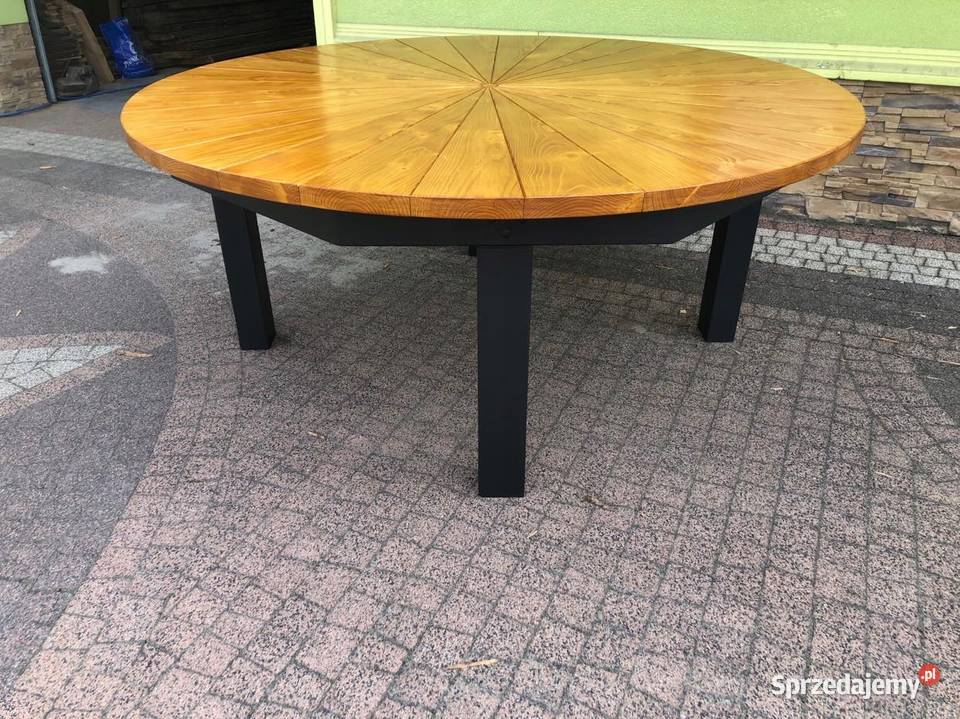 Stół ogrodowy drewniany okrągły 200 180 160 150 podkarpackie