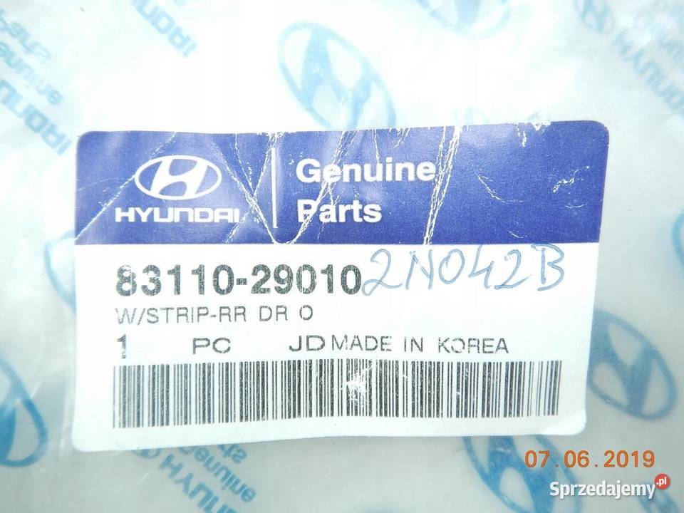 USZCZELKA DRZWI TYŁ HYUNDAI ELANTRA 9600 ASO