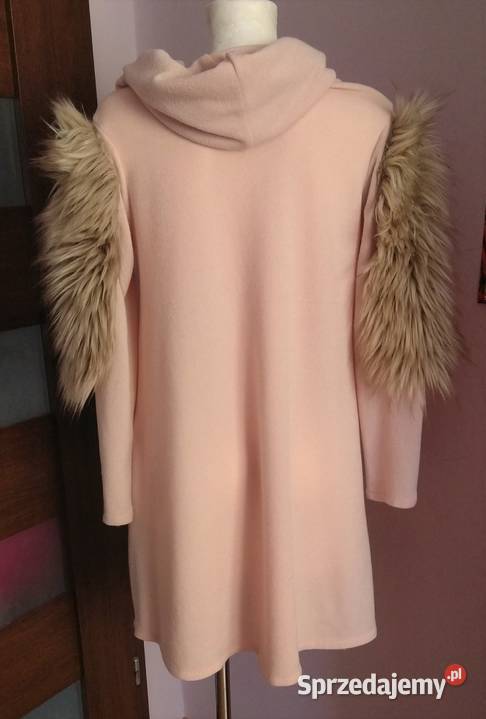 Sweterkowa sukienka pudrowy róż Paparazzi brązowy/beżowy sprzedam