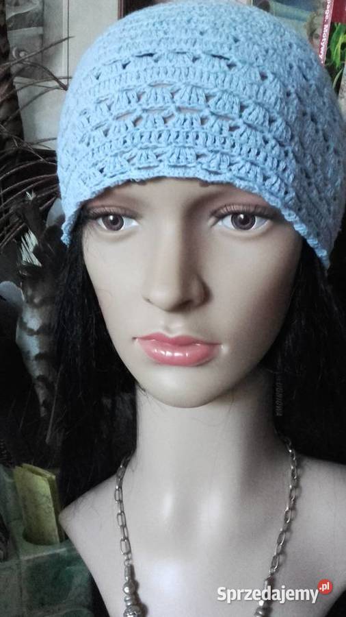 BAWEŁNIANA LETNIA CZAPECZKA rozbielona mięta Piła