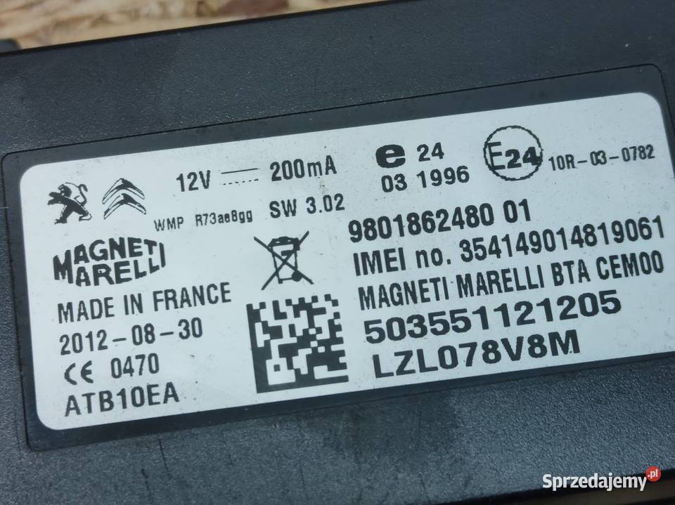 Moduł Anteny Citroen C4 Picasso 9801862480 Anteny samochodowe Pleszew