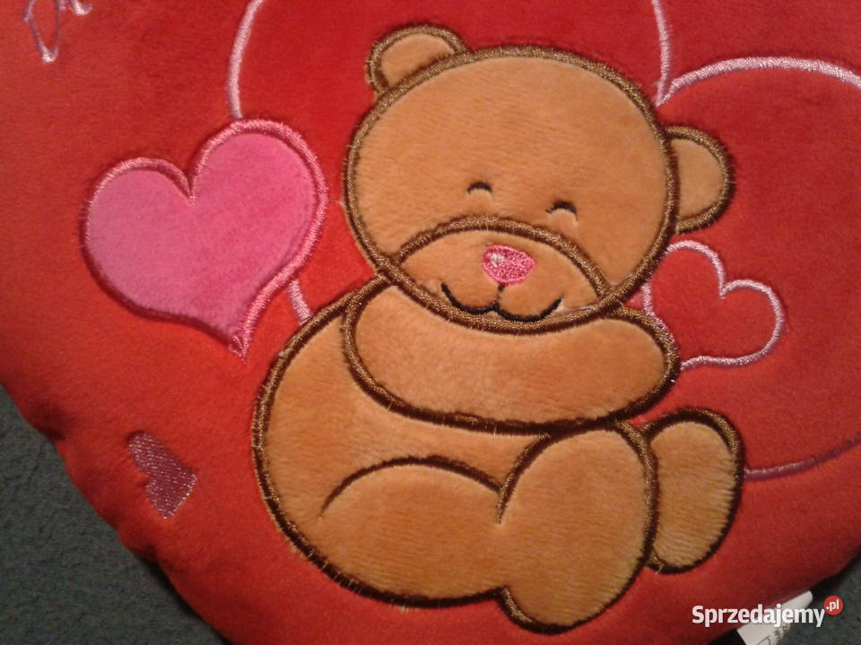 SERCE pluszowe czerwone z misiem z napisem 30 na Wołczyn