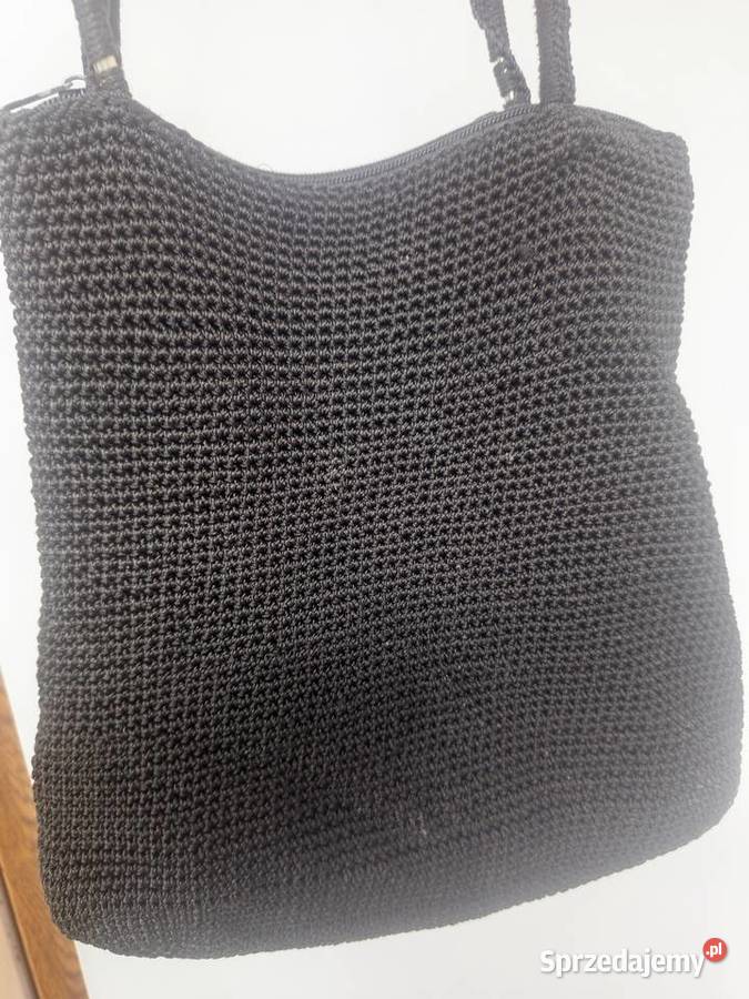 Torebka vintage lata 90 pleciona czarna retro 24cm