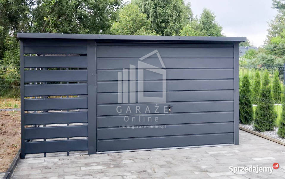 GARAZ BLASZANY 3m x 5m wiata 1m rynny antracyt Łęczyca