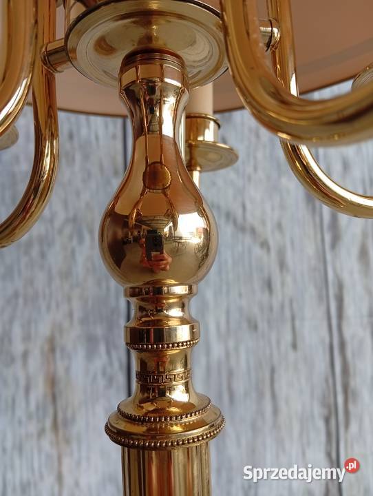 Stylowa lampa podłogowa z polerowaną mosiężną Byczyna sprzedam