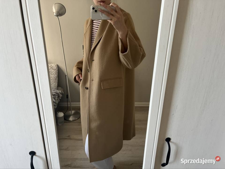 Wełniany płaszcz Zara 50 wełny Inny wzór Warszawa