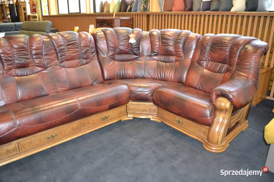 Nowy Narożnik 200x300 STYLOWY 100 Skóra Drewno Głogówek sprzedam