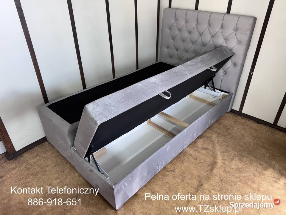 Łóżko tapicerowane z zagłówkiem i pojemnikami Rybnik