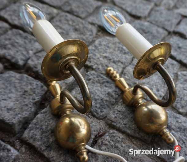 Mosiężne Lampy Ścienne Świece Kinkiety Vintage Kraków