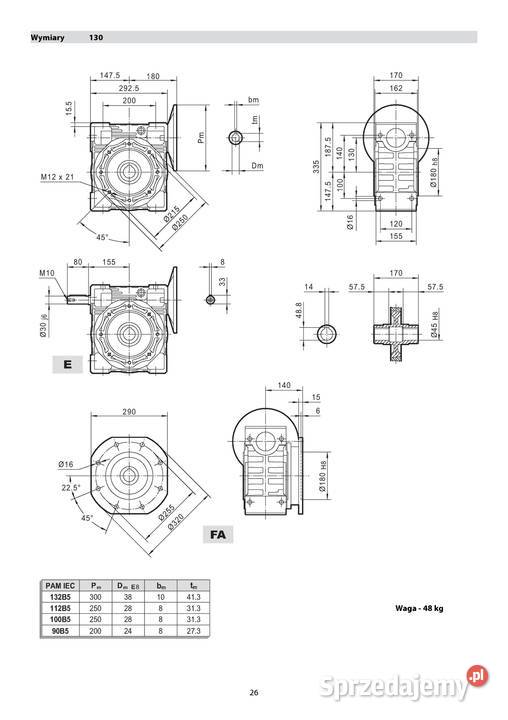 motoreduktor przekładnia 22kW 47obr Pigża