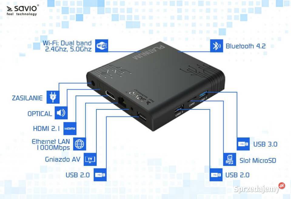 Odtwarzacz multimedialny 4K SAVIO TV Box Pozostałe Kraków