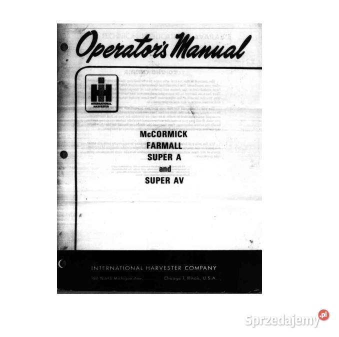 IH McCormick Farmall A AV INSTRUKCJA OBSLUGI Kielce