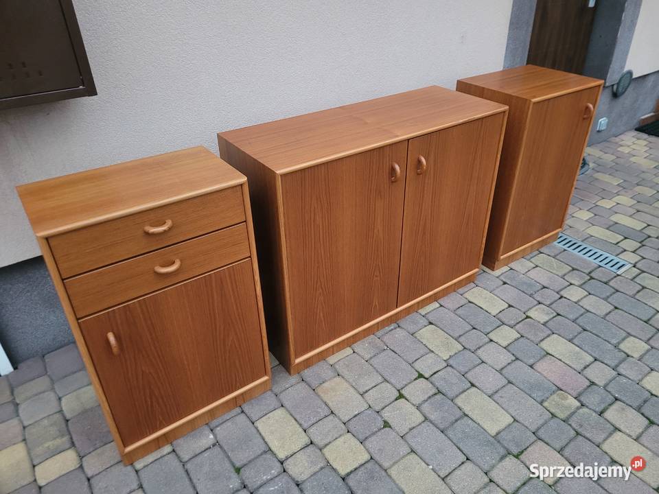 Tekowe Duńskie Szafki Meble Drewniane Komplet Częstochowa