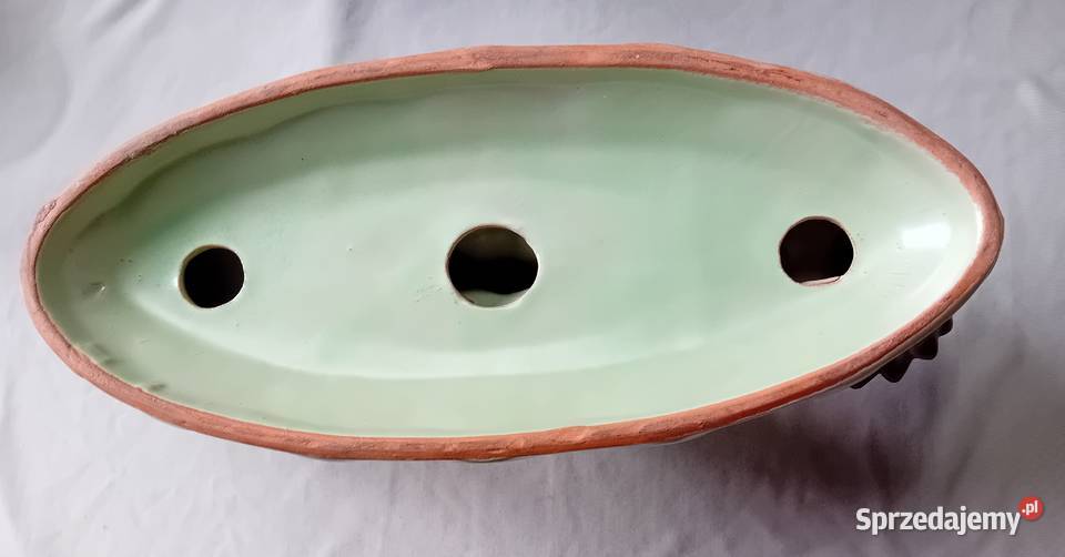 Secesyjny ceramiczny świecznik trójramienny