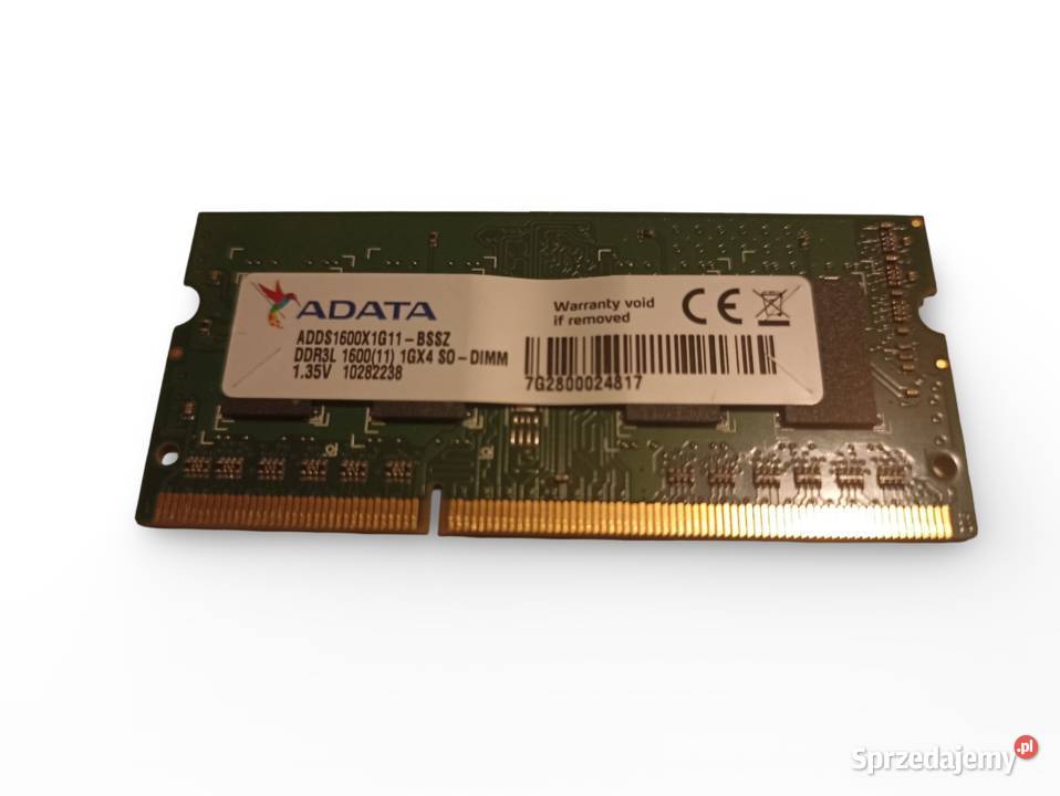 Pamięć ADATA sodimm ddr3L 1 gb 1600MHz CL11 135V CL 11 małopolskie Kraków