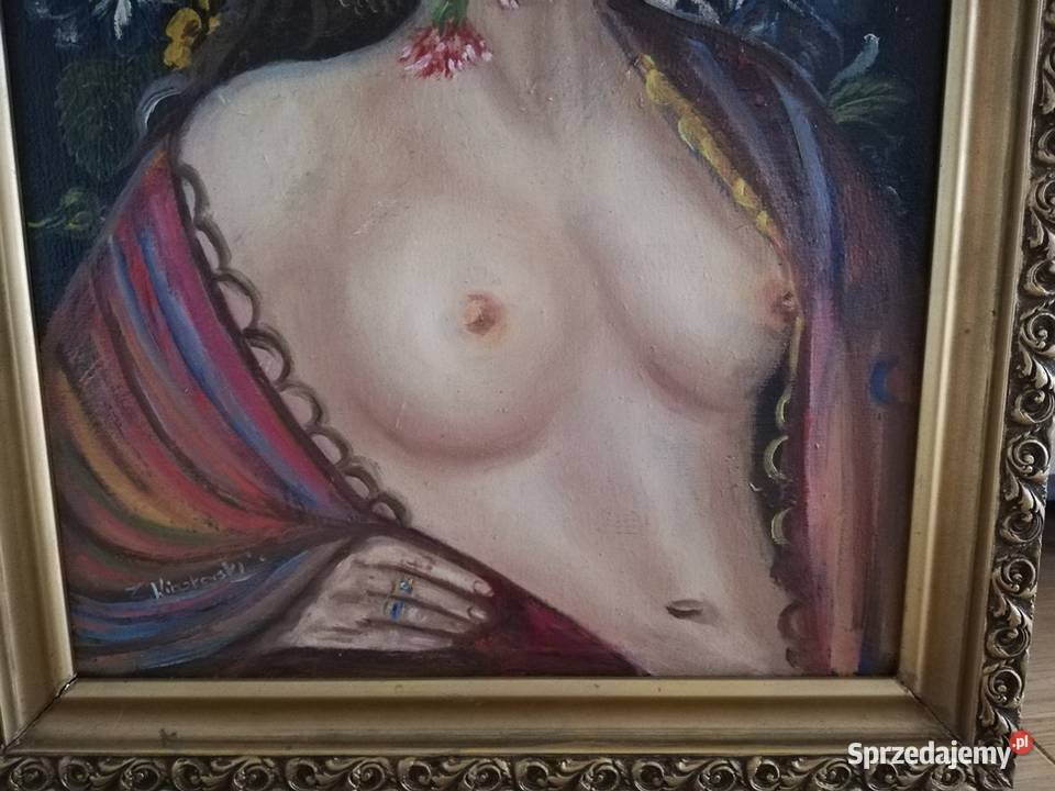 Piękny obraz akt kobiety olejny sygnowany łódzkie Łódź