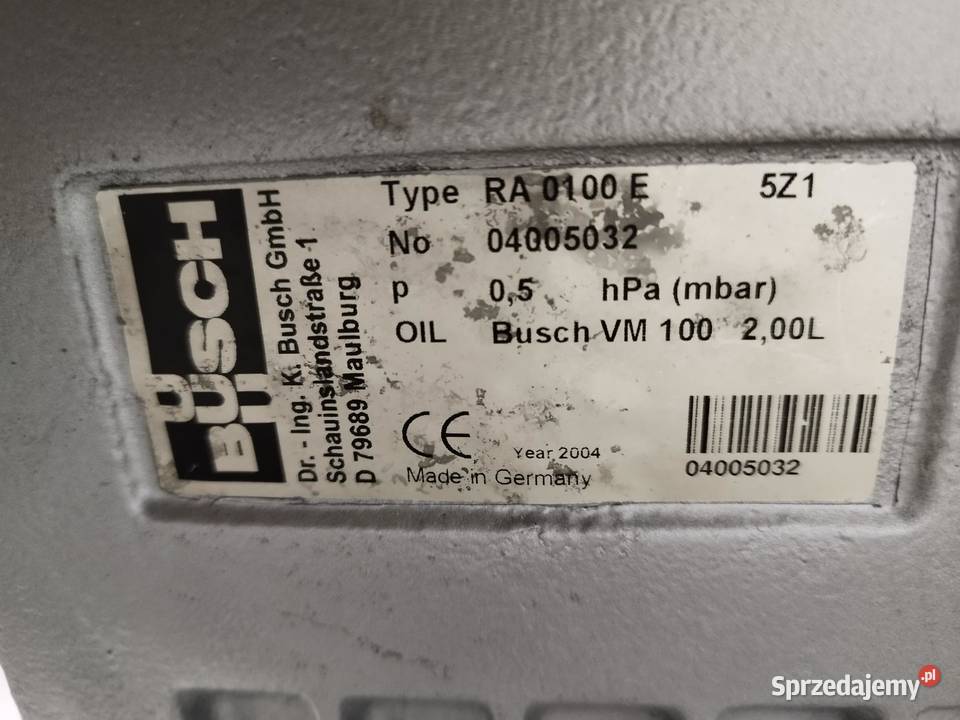 Pompa Próżniowa Busch RA 0100 E Wieliczka