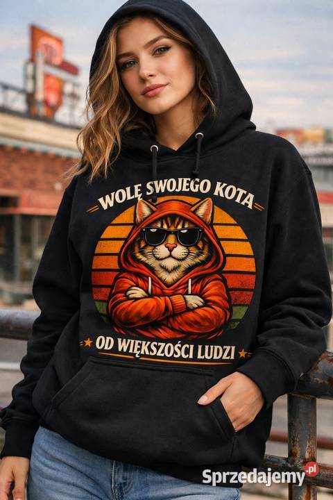 Bluza z kapturem Wole Swojego Kota Premium