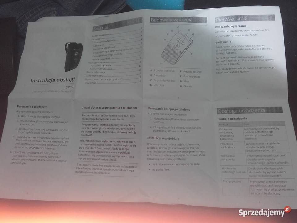 Zestaw głośnomówiący do samochodu SP09 Akcesoria samochodowe śląskie