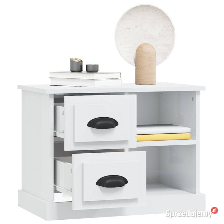 Szafka nocna biała wysoki połysk 60x355x45 Nocne