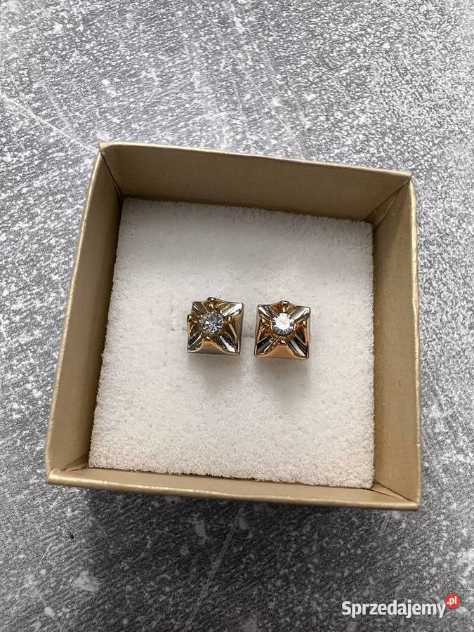 Kolczyki złote z diamentem kwadrat sprzedam