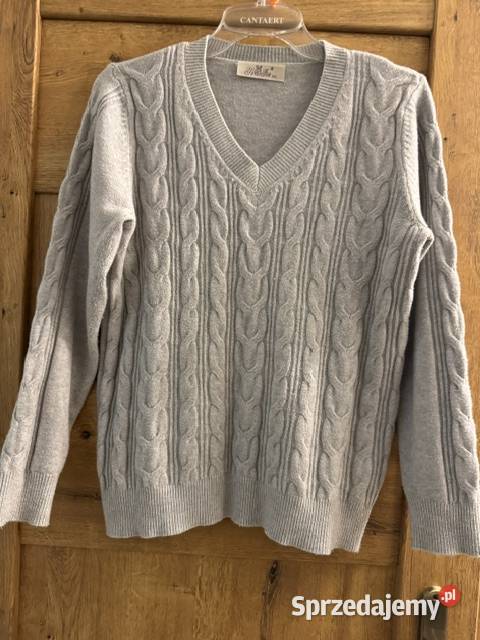 Sweter damski szary ML z warkoczami bawełna Częstochowa