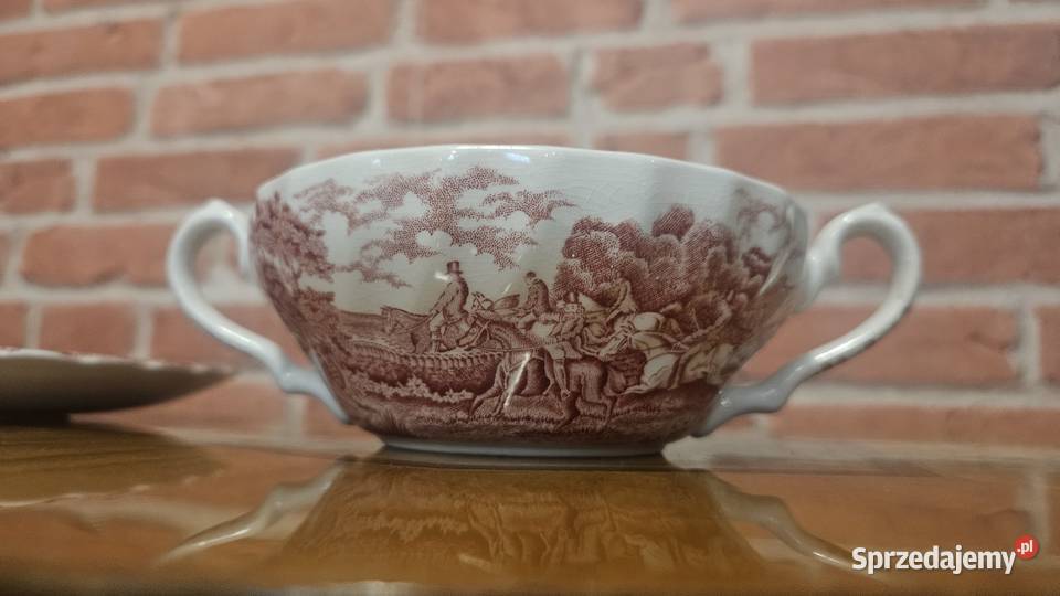 Angielski zestaw obiadowy 6 osób ze scenkami Porcelana i szkło lubelskie Lublin