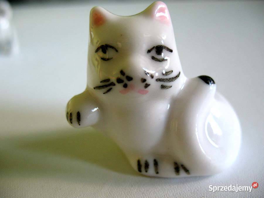 Kot malutki kotek Figurka porcelana 35 x 4 x 3 biały mazowieckie Siedlce