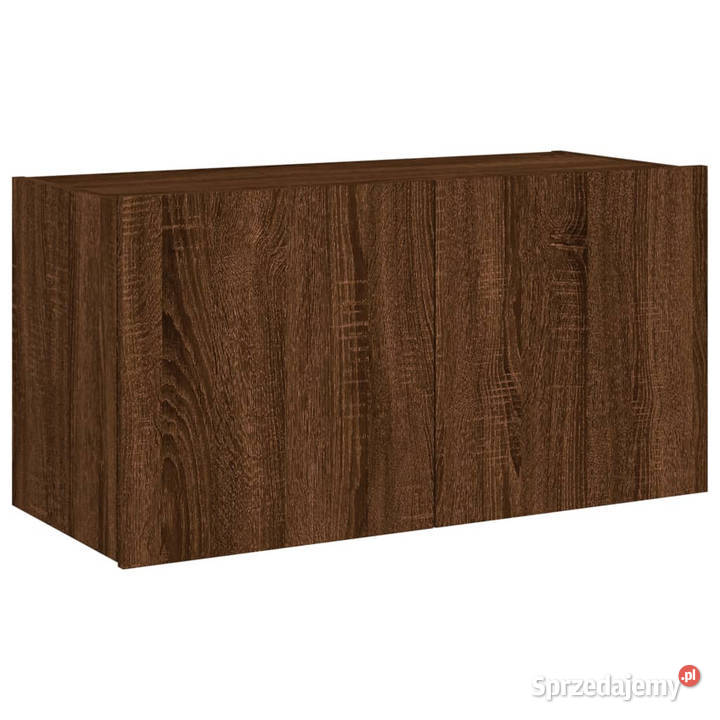 Ścienna szafka TV z LED brązowy dąb 80x35x41