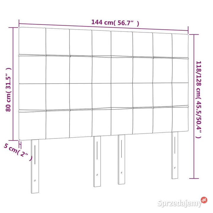 Zagłówek do łóżka z LED jasnoszary 144x5x118128 mazowieckie Warszawa