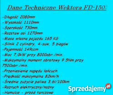 Wektor Motobi Ylsmco FD150 2 kaski skórzane sawy 149cm3 Bolimów