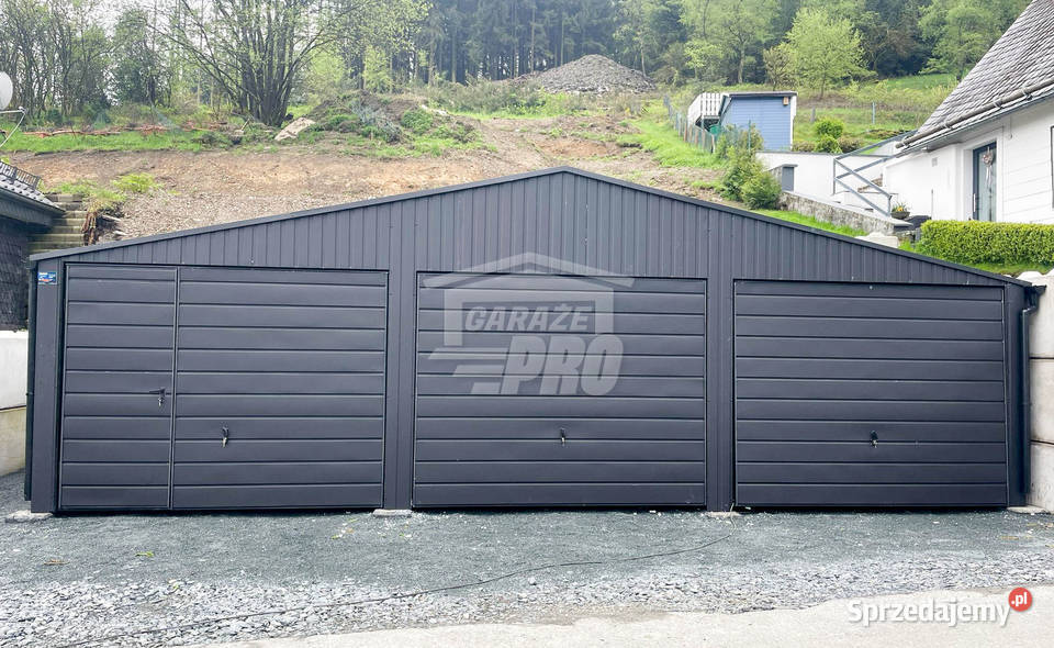 Garaż blaszany 9x6 antracyt 3x brama uchylna Konin sprzedam