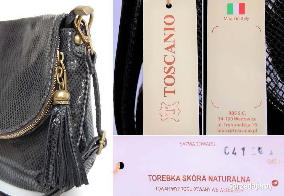 Włoska torebka na ramię listonoszka czarna skóra lubelskie Lublin