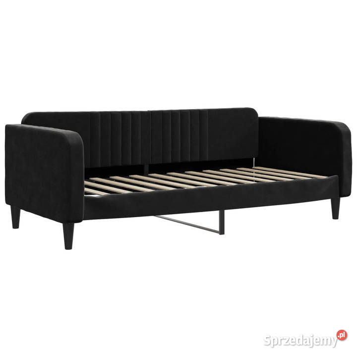 Sofa rozsuwana z materacami czarna aksamit Warszawa sprzedam