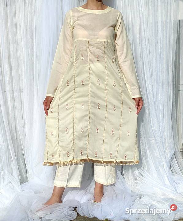 Długa sukienka bawełniana S 36 haftowana Szczecin