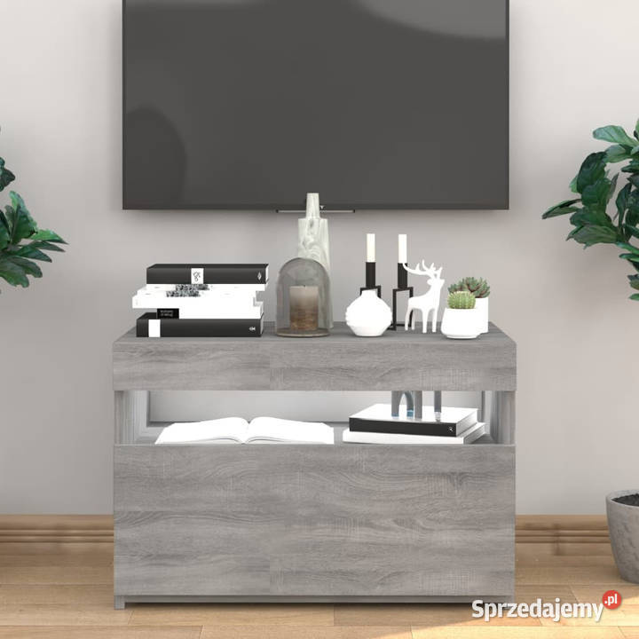 Szafka pod TV z oświetleniem LED szary dąb