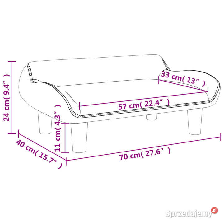 Sofa dzieci ciemnoszara 70x40x24 aksamit