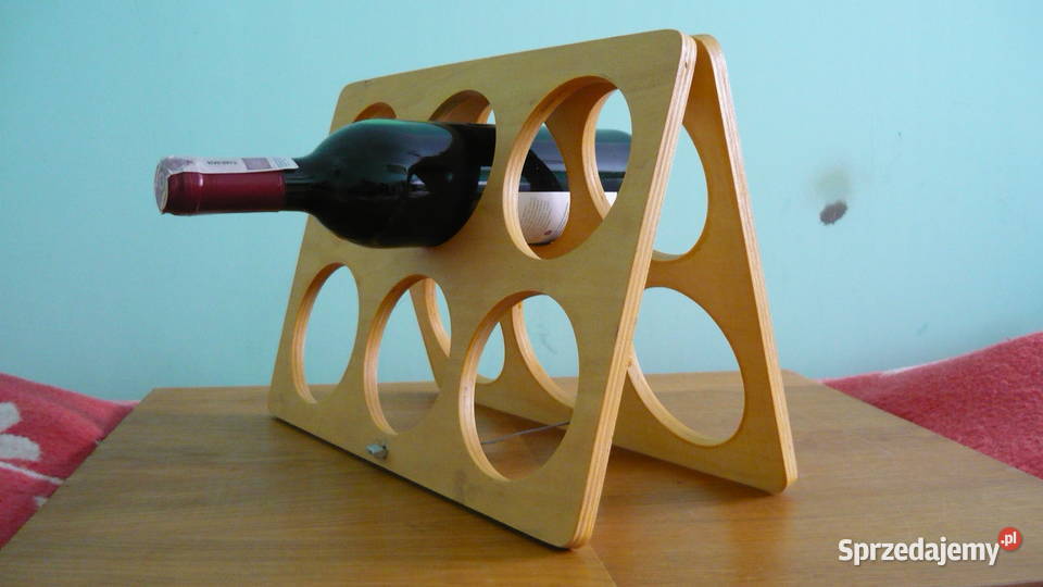 Stojak na wino wina 6 butelelk drewniany Sokółka