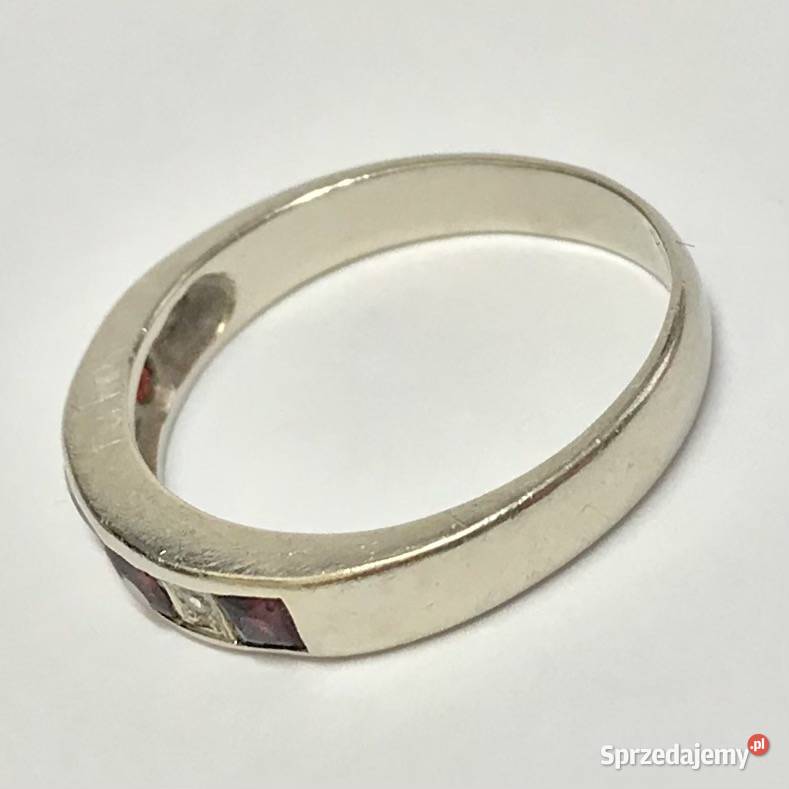 PIERŚCIONEK 585 14K kamienie RUBINY białe ZŁOTO Warszawa sprzedam