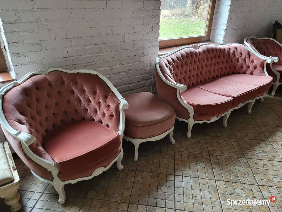 Zestaw sofa dwa fotele w stylu ludwikowskim Meble Rybnik sprzedam
