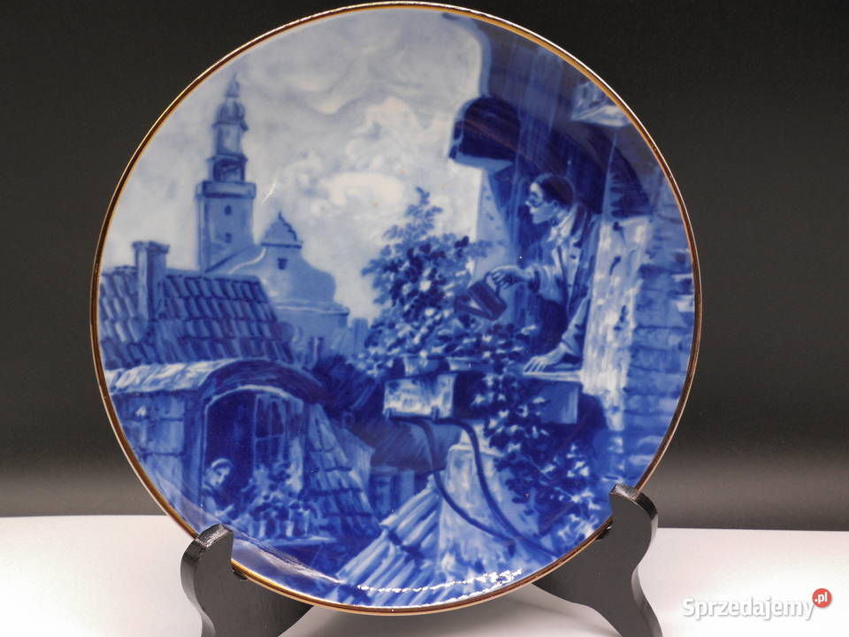 Kolekcjonerski talerz kobaltowy Wallendorf wielkopolskie Raszków
