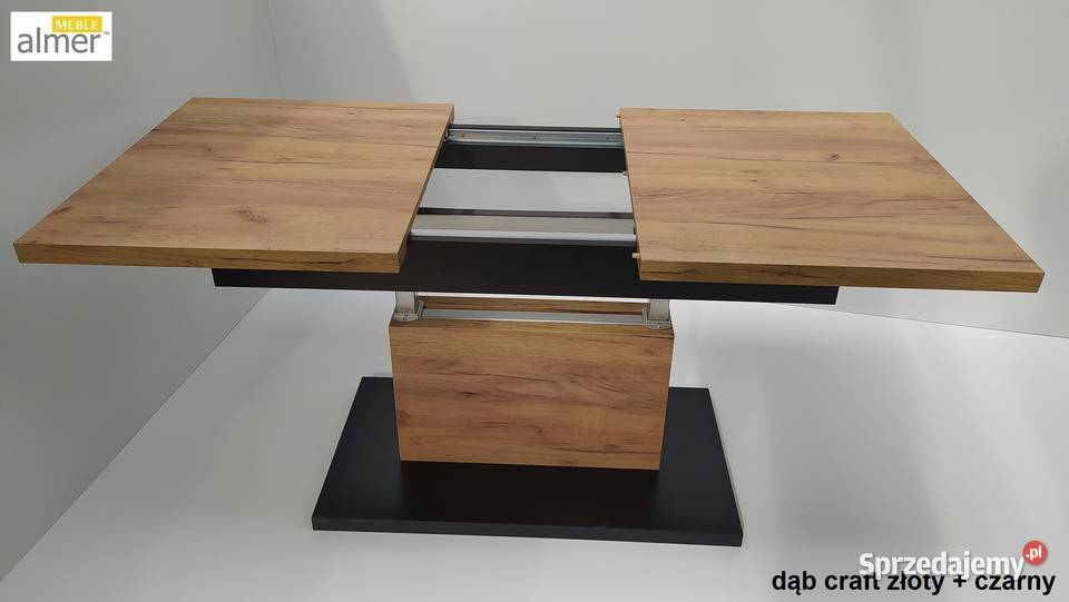 Ławostół L58 Dąb Craft Złoty Czarny Rozkładany 70cm Tczew