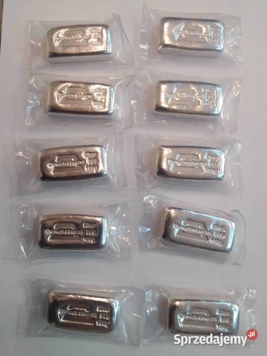 Srebrne sztabki 100 gram x 10 Katowice