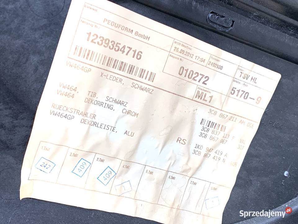 BOCZEK DRZWI LEWY TYŁ VW CC B7 SportowyCoupe Tapicerki samochodowe