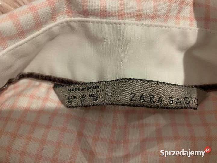 Koszula w kratę jasna pudrowy róż ZARA NOWA Jasło