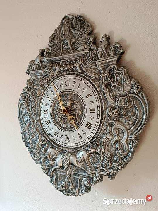 Zegar myśliwski relief piękna ozdoba