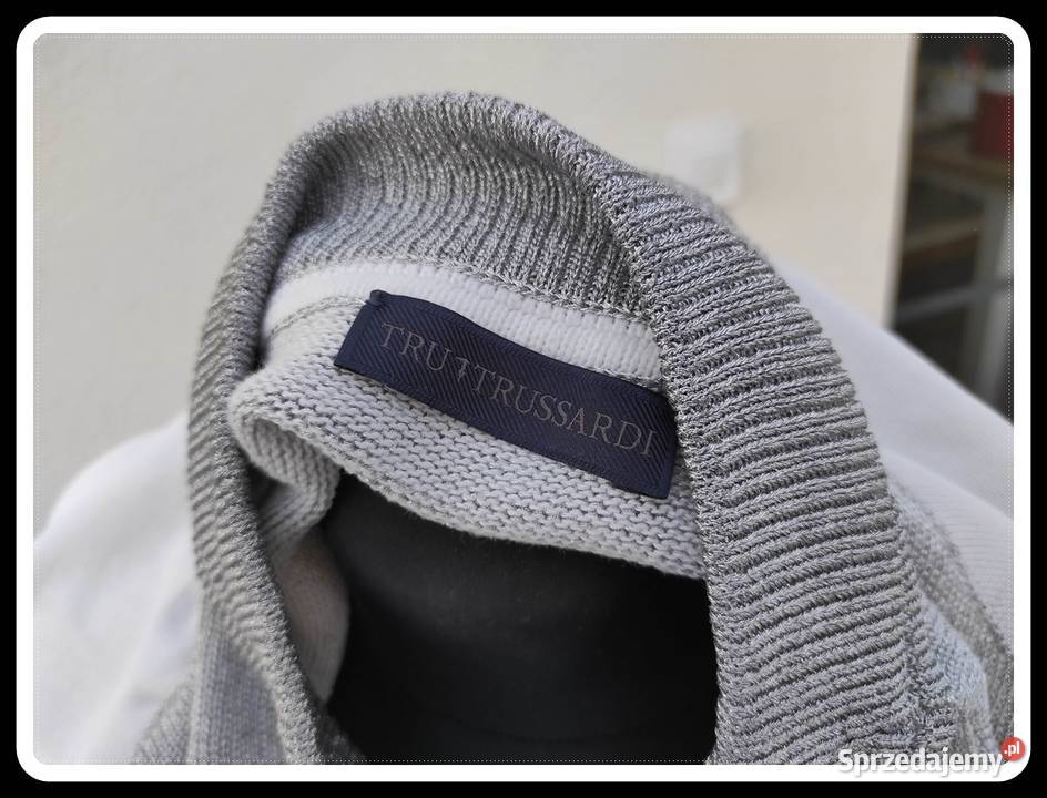 TRUSSARDI biało srebrna bluzka długi rękaw 36 S Płock